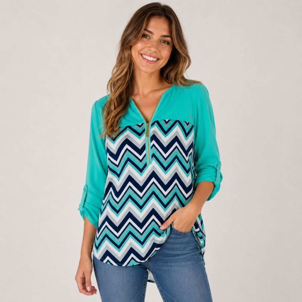 Women's Tacera Chevron Print 3/4 Sleeve Blouse